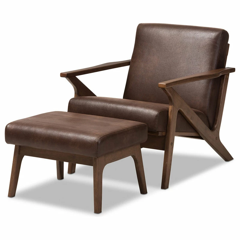 Baxton Studio Bianca Mid-Century Modern Dark Brown Lounge Chair And Ottoman Set, Dark Brown 3 Baxton Studio Bianca Mid-Century Modern Dark Brown Lounge Chair And Ottoman Set, Dark Brown