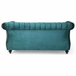 GDFStudio Bauman Modern Glam Channel Stitch Loveseat With Nailhead Trim, Teal + Dark Brown -GDF sofa Shop 65b1042200e60c27 2840 w800 h800 b1 p0