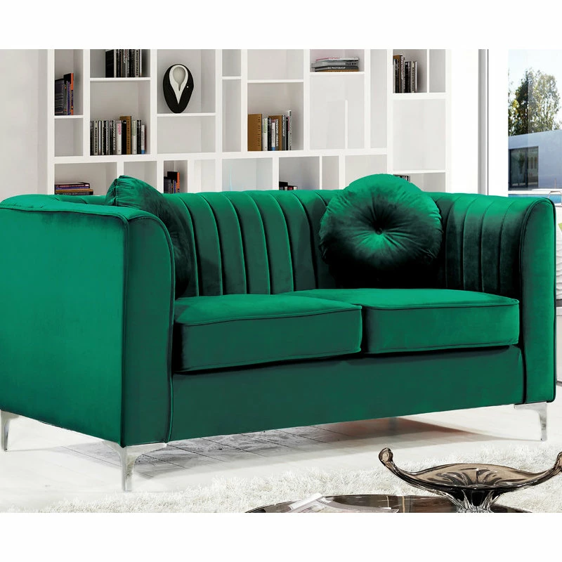 Meridian Furniture Isabelle Velvet Loveseat, Green 4 Meridian Furniture Isabelle Velvet Loveseat, Green - Image 2