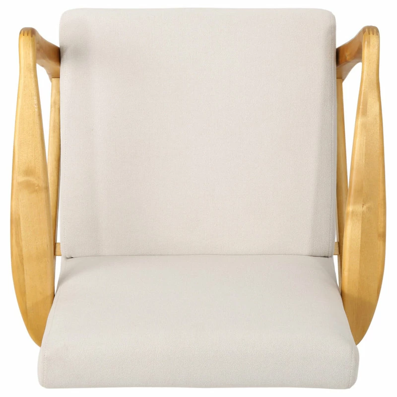GDFStudio GDF Studio Isaac Mid Century Modern Fabric Club Chair, Ivory/Walnut 9 GDFStudio GDF Studio Isaac Mid Century Modern Fabric Club Chair, Ivory/Walnut - Image 7
