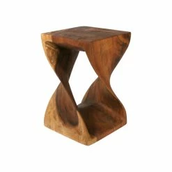 Strata Furniture Wooden Twist Table, Walnut, 14"x20"