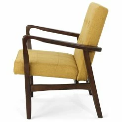 GDFStudio GDF Studio Callisto Mid Century Modern Fabric Club Chair, Mustard/Dark Espresso -GDF sofa Shop 66d1656d01b802bd 4871 w800 h800 b1 p0
