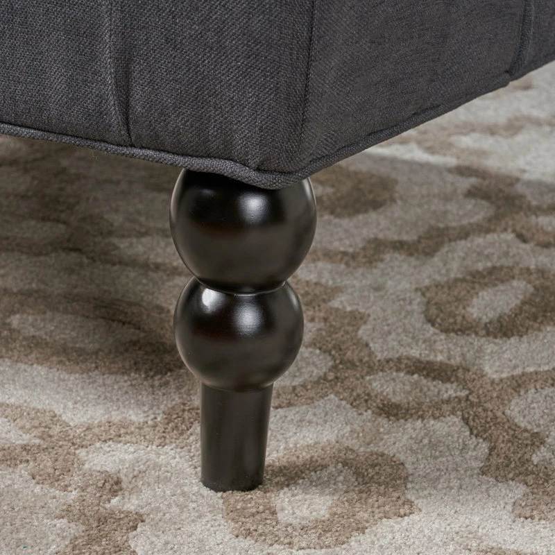 GDFStudio GDF Studio Adriana Tall Wingback Tufted Fabric Club Chair, Dark Charcoal 9 GDFStudio GDF Studio Adriana Tall Wingback Tufted Fabric Club Chair, Dark Charcoal - Image 7