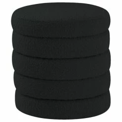Meridian Furniture Aphia Boucle Fabric Ottoman, Black, Ottoman, Stool