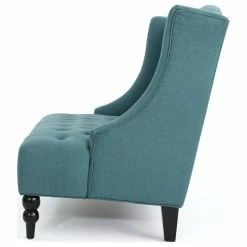 GDFStudio GDF Studio Leona Traditional High Back Tufted Winged Fabric Loveseat, Dark Teal -GDF sofa Shop 67e1adfc0f9073a3 9690 w800 h800 b1 p0