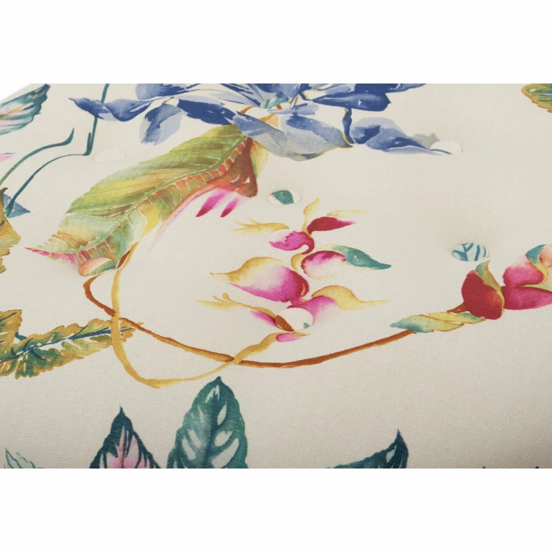 Jennifer Taylor Home Yolanda Tufted Round Ottoman With Bullion Trim, Beige Floral 5 Jennifer Taylor Home Yolanda Tufted Round Ottoman With Bullion Trim, Beige Floral - Image 3