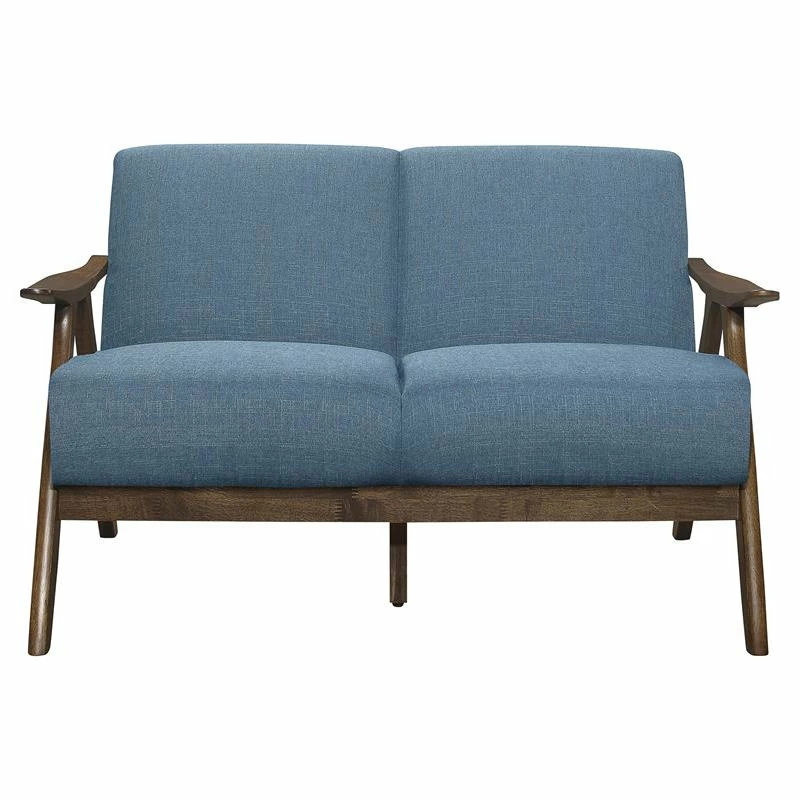 Domain Industries Inc. Lexicon Damala Mid-Century Solid Wood Frame Loveseat In Blue 5 Domain Industries Inc. Lexicon Damala Mid-Century Solid Wood Frame Loveseat In Blue - Image 3