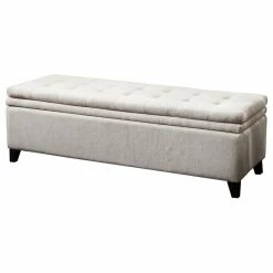 GDFStudio GDF Studio Brighton Contemporary Tufted Linen Storage Ottoman Bench
