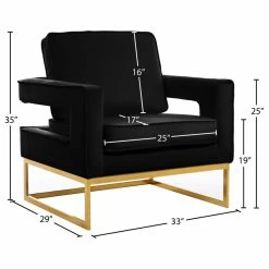 Meridian Furniture Noah Velvet Accent Chair, Black, Gold Base -GDF sofa Shop 6ad15edc02740bf8 2682 w800 h800 b1 p0