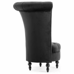 Belleze Royal High Back Velvet Tufted Ottoman Chair, Black -GDF sofa Shop 6b517d410bb2498d 7596 w800 h800 b1 p0