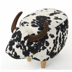 GDFStudio GDF Studio Bertha Milk Cow Patterned New Velvet Ottoman, Black/White Cow -GDF sofa Shop 6b61cf4501b6c904 8228 w800 h800 b1 p0