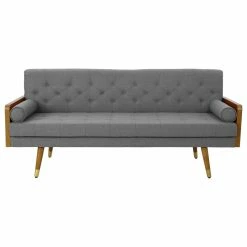 GDFStudio GDF Studio Aidan Mid Century Modern Tufted Fabric Sofa, Brown/Black/Silver -GDF sofa Shop 6bc1e6c201b704dc 9991 w800 h800 b1 p0