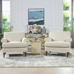 Jennifer Taylor Home Alana Lawson Accent Arm Chair Metal Casters, Light Beige -GDF sofa Shop 6be103270376c06c 6595 w800 h800 b0 p0