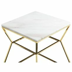 Pangea Home Gold Geo Marble Top Side Table, White -GDF sofa Shop 6c61617b087e723c 7388 w800 h800 b1 p0