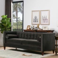 Jennifer Taylor Home Jack 84" Modern Tuxedo Tufted Sofa, Charcoal Gray Velvet -GDF sofa Shop 6ca1f9cc0e3b5109 6614 w800 h800 b0 p0