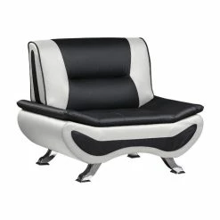 Domain Industries Inc. Lexicon Veloce Faux Leather Accent Chair In Black And White