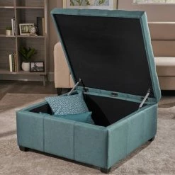 GDFStudio GDF Studio Carlyle Fabric Storage Ottoman, Dark Teal Fabric -GDF sofa Shop 6ce16ada01c3db30 6506 w800 h800 b0 p0