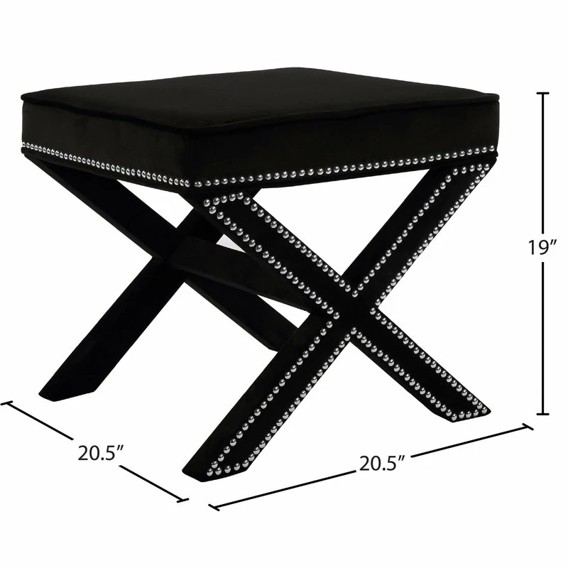 Meridian Furniture Nixon Black Velvet Ottoman/Bench 6 Meridian Furniture Nixon Black Velvet Ottoman/Bench - Image 4