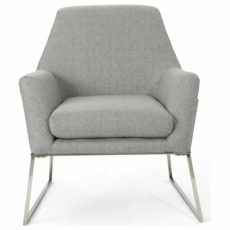 GDFStudio GDF Studio Zach Modern Fabric Armchair With Stainless Steel Frame, Gray 6 GDFStudio GDF Studio Zach Modern Fabric Armchair With Stainless Steel Frame, Gray - Image 4