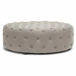 Baxton Studio Cardiff Linen Tufted Ottoman, Beige