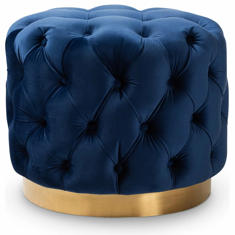 Wholesale Interiors Valeria Glam Royal Blue Velvet Gold Button Tufted Ottoman 3 Wholesale Interiors Valeria Glam Royal Blue Velvet Gold Button Tufted Ottoman