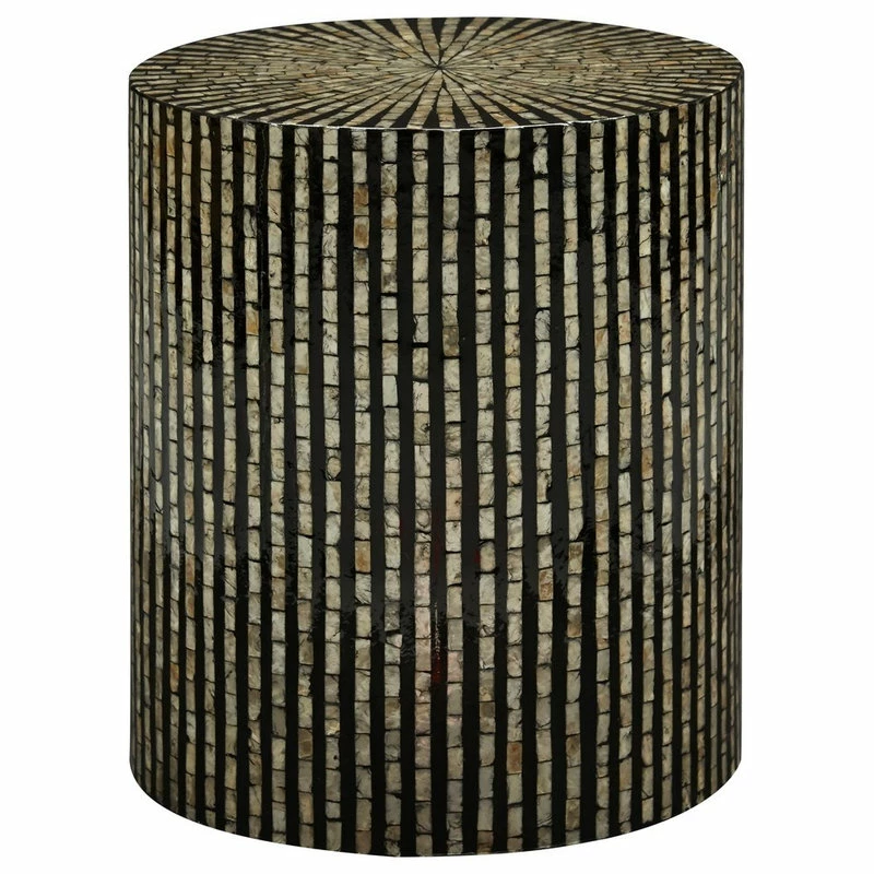 Jofran Global Archive Round Capiz Accent Table, Black Multi 3 Jofran Global Archive Round Capiz Accent Table, Black Multi