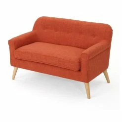 GDFStudio GDF Studio Mia Mid Century Modern Fabric Loveseat, Muted Orange