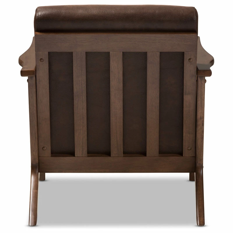 Baxton Studio Bianca Mid-Century Modern Distressed Lounge Chair, Dark Brown Faux Leather 9 Baxton Studio Bianca Mid-Century Modern Distressed Lounge Chair, Dark Brown Faux Leather - Image 7