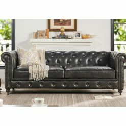 Jennifer Taylor Home Winston 91" Tufted Chesterfield Sofa, Vintage Black Brown Faux Leather 24 Jennifer Taylor Home Winston 91" Tufted Chesterfield Sofa, Vintage Black Brown Faux Leather -GDF sofa Shop 707161a80d8cfdd1 6633 w800 h800 b0 p0
