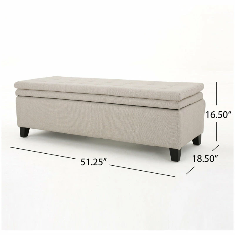 GDFStudio GDF Studio Brighton Contemporary Tufted Linen Storage Ottoman Bench 6 GDFStudio GDF Studio Brighton Contemporary Tufted Linen Storage Ottoman Bench - Image 4