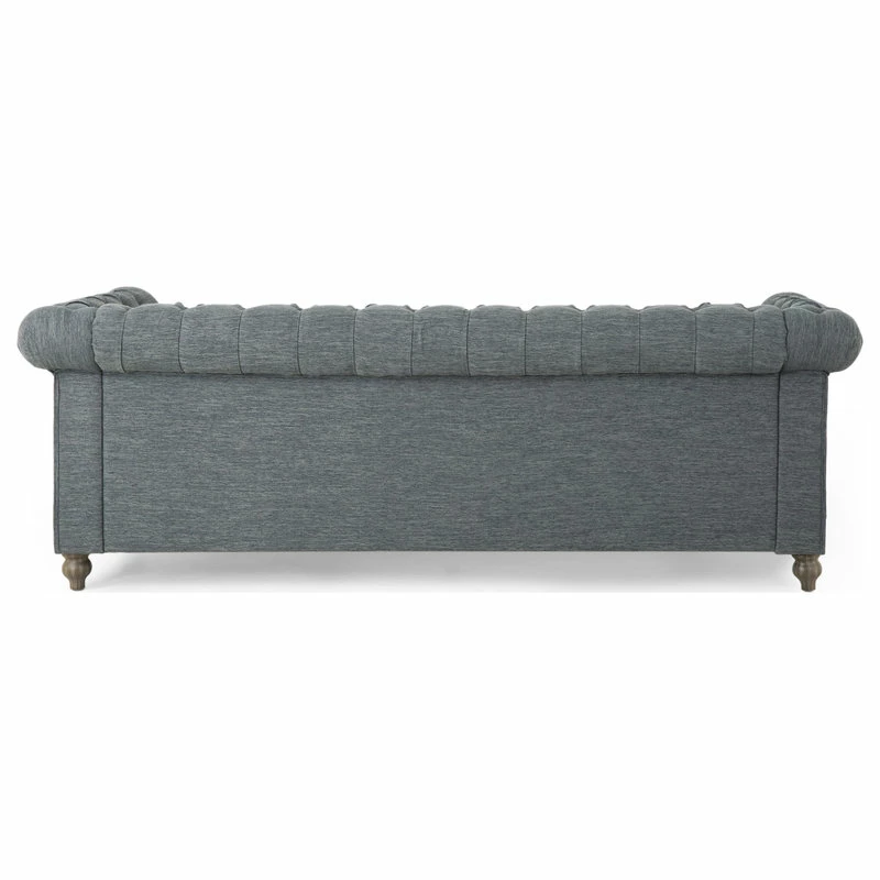 GDFStudio Bowes Chesterfield Tufted 3 Seater Sofa With Nailhead Trim, Charcoal + Dark Brow 8 GDFStudio Bowes Chesterfield Tufted 3 Seater Sofa With Nailhead Trim, Charcoal + Dark Brow - Image 6