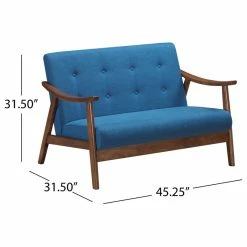 GDFStudio GDF Studio Buda Mid-Century Modern Settee, Navy Blue/Brown -GDF sofa Shop 70a1d5e601e1394f 0559 w800 h800 b1 p0