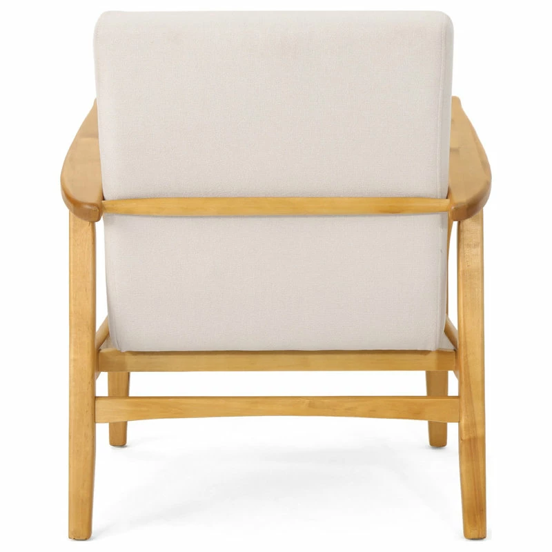GDFStudio GDF Studio Isaac Mid Century Modern Fabric Club Chair, Ivory/Walnut 8 GDFStudio GDF Studio Isaac Mid Century Modern Fabric Club Chair, Ivory/Walnut - Image 6