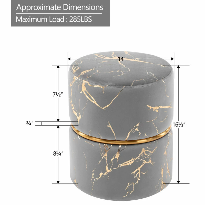 Duhome Elegant Lifestyle Luxury Hot Stamped Velvet Ottoman, Grey 4 Duhome Elegant Lifestyle Luxury Hot Stamped Velvet Ottoman, Grey - Image 3