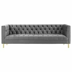 Modway Delight Tufted Button Performance Velvet Sofa EEI-3455-GRY