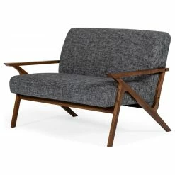 Vig Furniture Inc. Modrest Candea Mid-Century Walnut And Gray Loveseat
