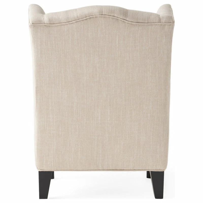 GDFStudio GDF Studio Clarice Tall Wingback Tufted Fabric Accent Chair, Light Beige 7 GDFStudio GDF Studio Clarice Tall Wingback Tufted Fabric Accent Chair, Light Beige - Image 5