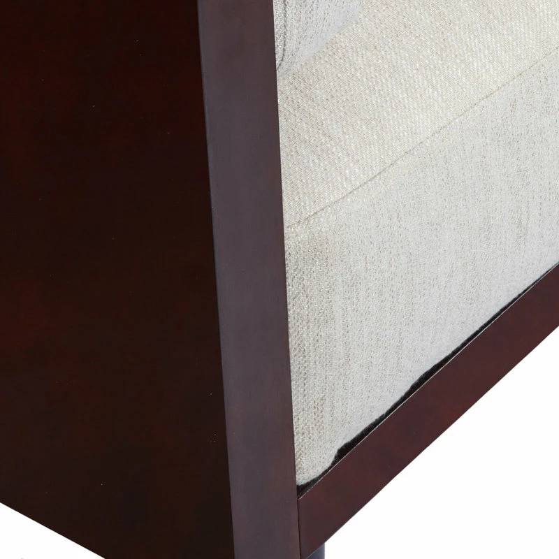 GDFStudio Bagan Mid-Century Modern Upholstered 3 Seater Sofa, Beige + Dark Walnut 6 GDFStudio Bagan Mid-Century Modern Upholstered 3 Seater Sofa, Beige + Dark Walnut - Image 4