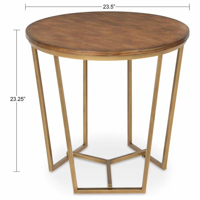 Uniek Solvay Wood And Metal Side Table, Walnut Brown 23.75x23.75x23.25 4 Uniek Solvay Wood And Metal Side Table, Walnut Brown 23.75x23.75x23.25 - Image 2