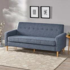 GDFStudio GDF Studio Stratford Mid Century Modern Fabric 3-Seat Sofa, Dark Blue -GDF sofa Shop 75f1cfaa01e52975 4484 w800 h800 b0 p0