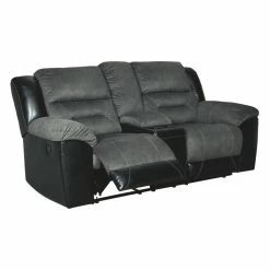 Ashley Furniture Industries Signature Design By Ashley Earhart Reclining Loveseat With Console In Slate