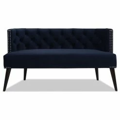 Jennifer Taylor Home Celine Tufted Settee With Nailhead Accents, Dark Navy Blue