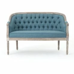 GDFStudio GDF Studio Megan Classical Tufted Loveseat, Blue, Fabric -GDF sofa Shop 7731a40401c44728 9143 w800 h800 b1 p0