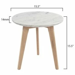 The Bianco Collection Cherie 15" Round Italian Carrara White Marble Side Table With Oak Legs -GDF sofa Shop 774127c10fc70a49 1963 w800 h800 b1 p0