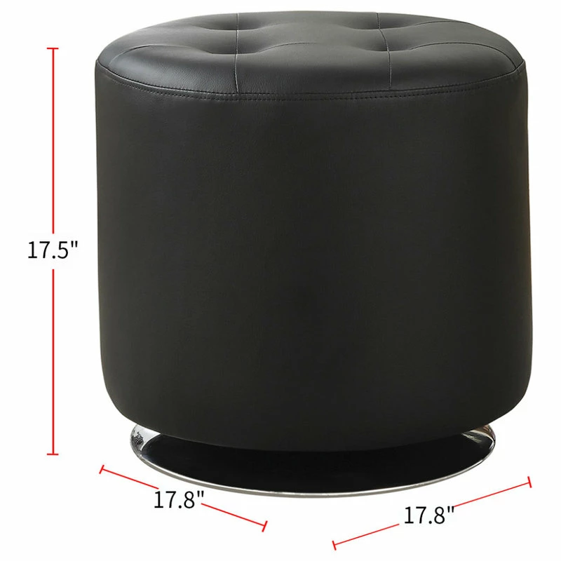 Coaster Home Furnishings Round Leatherette Upholstered Ottoman, Black 5 Coaster Home Furnishings Round Leatherette Upholstered Ottoman, Black - Image 3