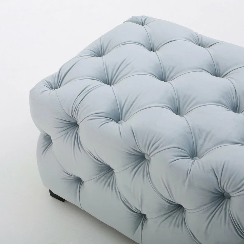 GDFStudio GDF Studio Provence TModern Glam Tufted Velvet Ottoman Bench, Light Gray 9 GDFStudio GDF Studio Provence TModern Glam Tufted Velvet Ottoman Bench, Light Gray - Image 7