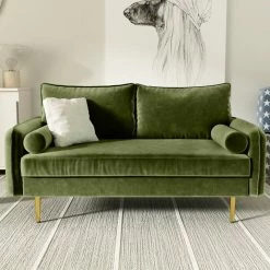 Coosy Home The Audrey I Velvet Round Arm Loveseat, Olive Green -GDF sofa Shop 796157b302437884 1434 w800 h800 b0 p0