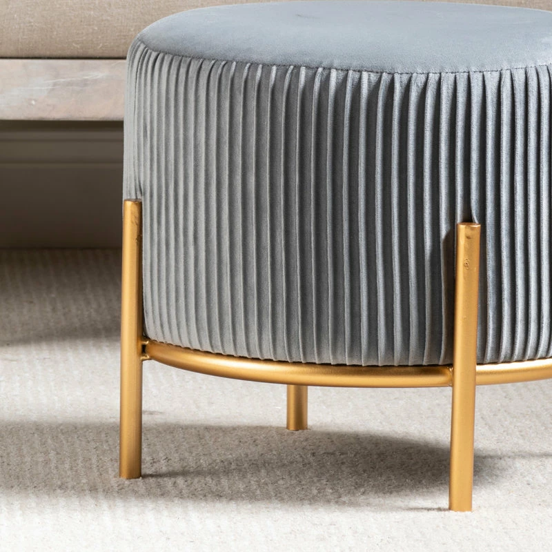 Crestview Collection Marina Gray Velvet Stool 5 Crestview Collection Marina Gray Velvet Stool - Image 3