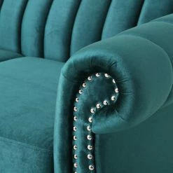 GDFStudio Bauman Modern Glam Channel Stitch Loveseat With Nailhead Trim, Teal + Dark Brown -GDF sofa Shop 7a51fca400e60c29 2840 w800 h800 b0 p0