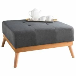 GDFStudio GDF Studio Lou Mid-Century Fabric Ottoman, Oxford Gray